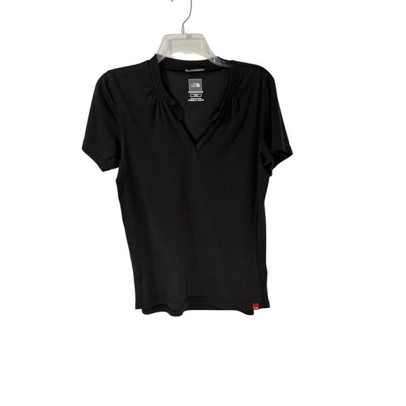 North Face women’s black activewear short sleeve airy v-neck top size M #18-1933 - Picture 1 of 6